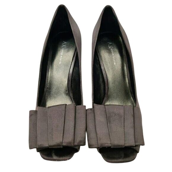 Gray Peep Toe w/ bow accent pump sz9 by Anne Klein - Picture 1 of 7
